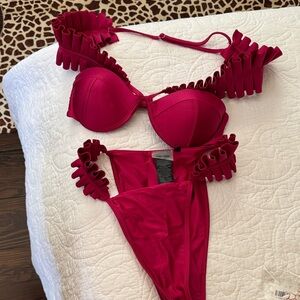 Andrea Iyamah Ruffled Red Bikini